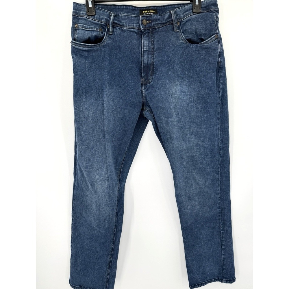 Urban Star Jeans Mens‎ 38x32 (38X31) Blue Straight Leg Stretch Denim Medium Wash